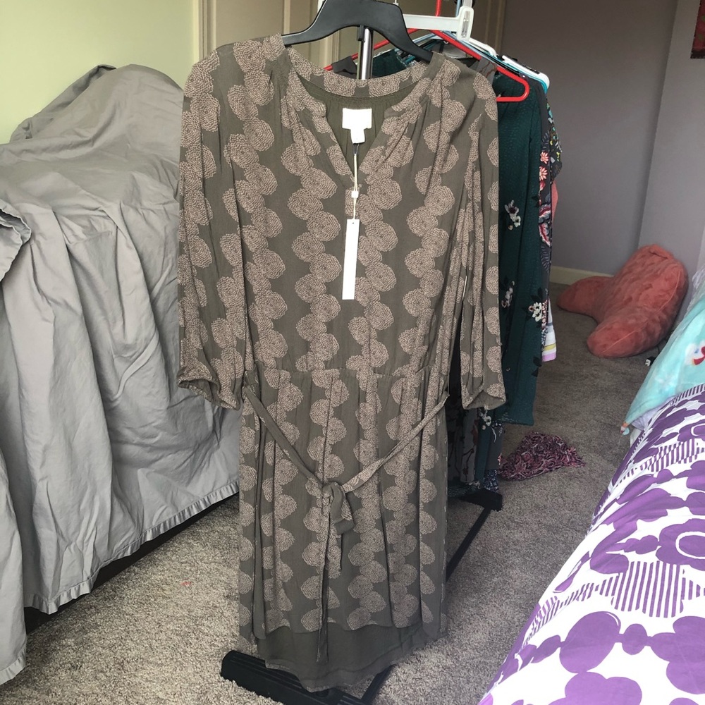 Olive shirt shift dress